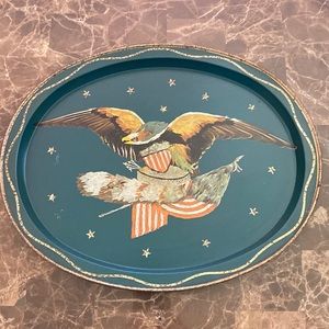 Vintage Eagle and American Flag Tray/Wall Decor